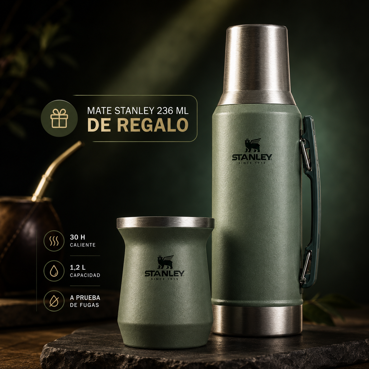 Termo Stanley Mate System 1.2L + Mate Stanley 236ml de Regalo